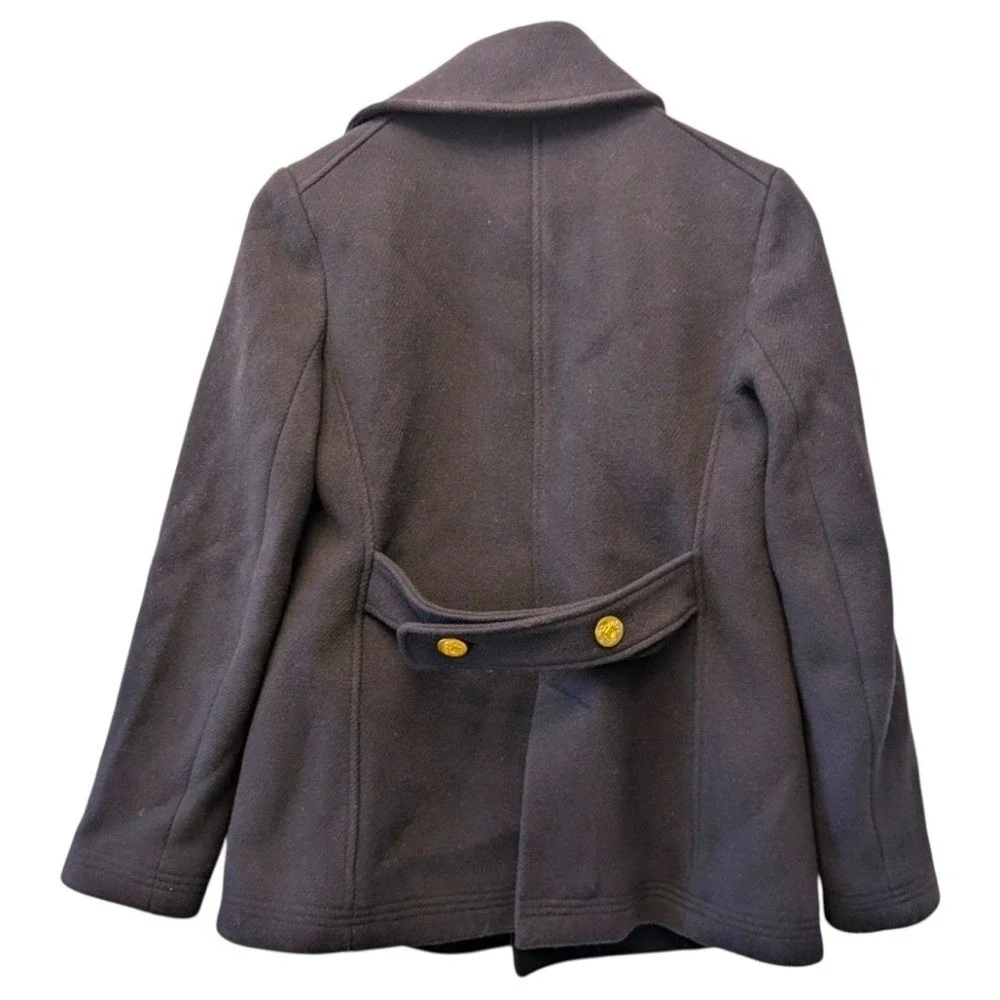 J.Crew Stadium Cloth Wool Peacoat Navy Blue Gold Crest Button‎ 49360 Womens 2 - Picture 3 of 12